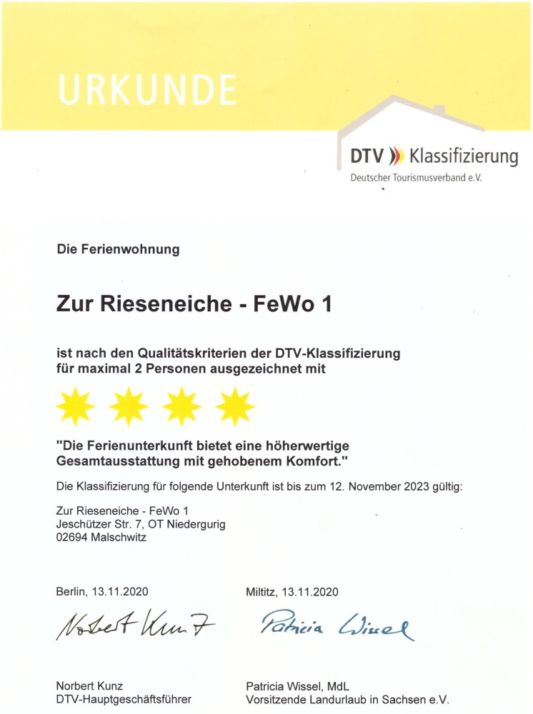 DTV Klassifizierung FeWo 1